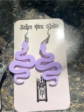 ModCloth Lavender Snake Hoop Dangle Earrings